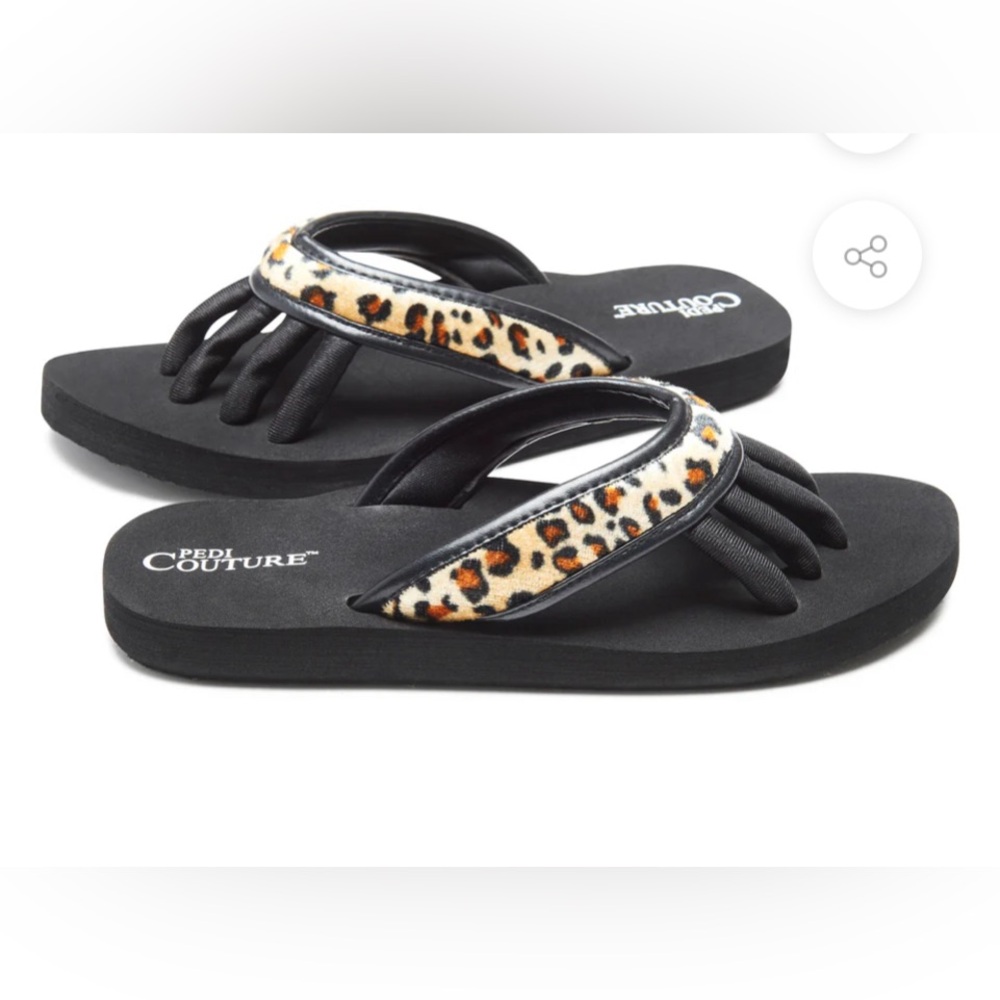 Pedi Couture Leopard Print Pedicure Flip Flops Sandals Size XL (10-11) NWT